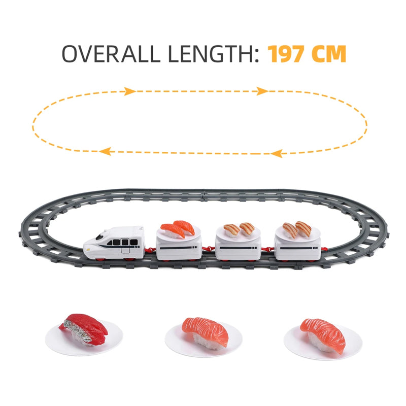 Electric Rotary Sushi Train Toy Track Role Playing Conveyor Set - Battery Operated_9