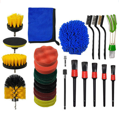 27PCS Drill Brush Attachments Car Detailing Brush Kit for Auto Exterior Interior_0