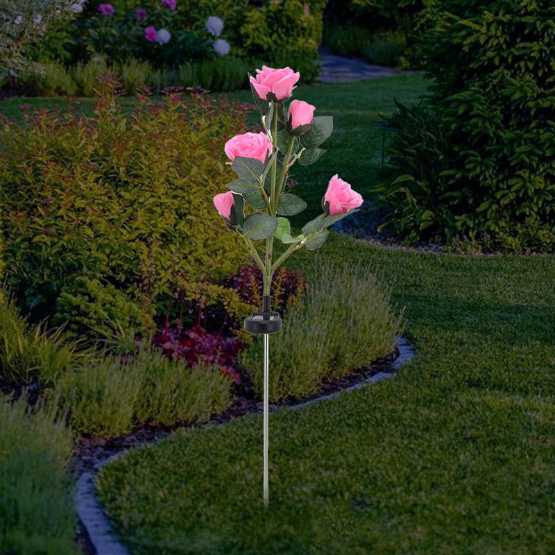 75cm Long Stemmed Garden Rose Decorative Outdoor Garden Flower Light- Solar Powered_2