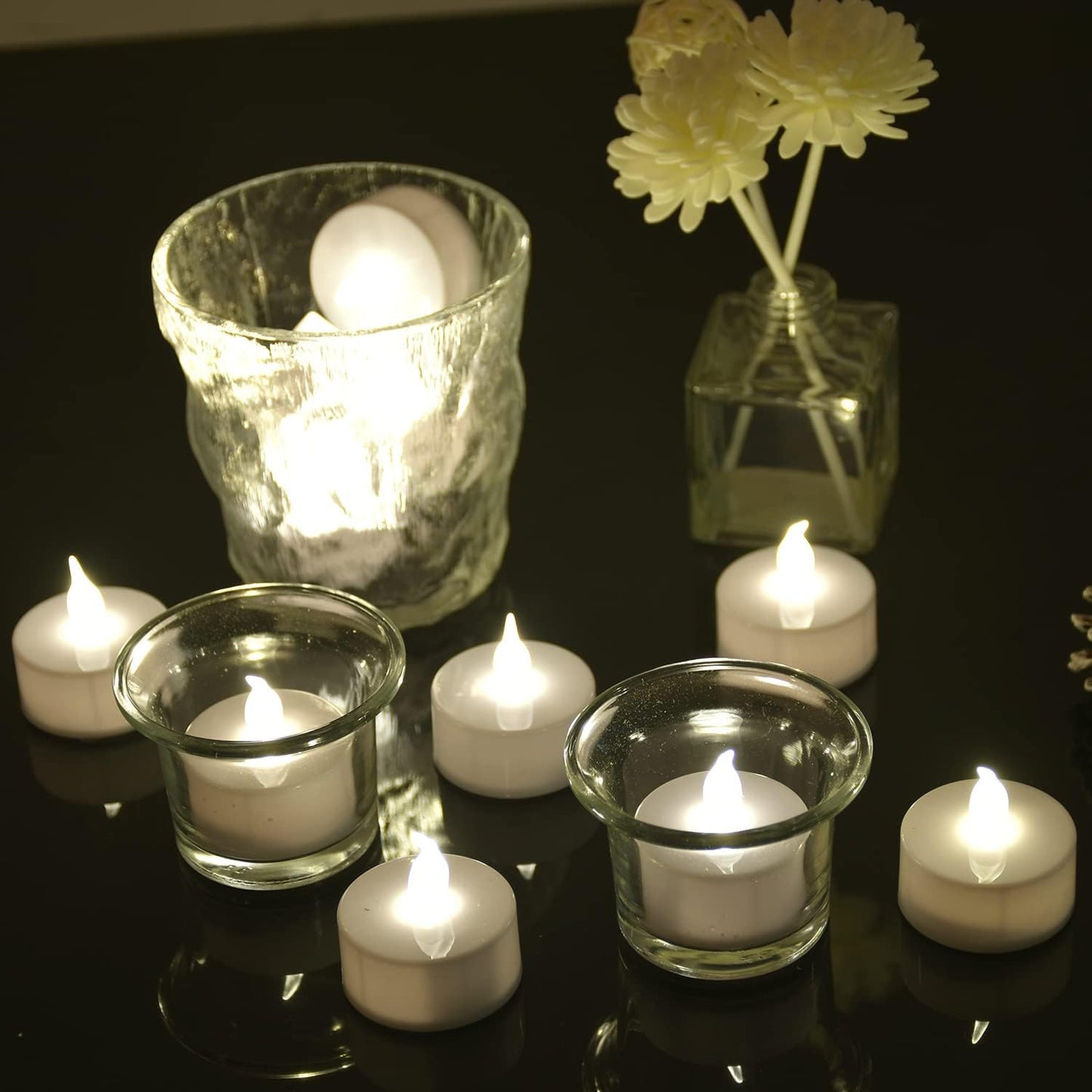 Pack of 12 Flameless Flickering LED Tealight Candles - Battery Operated_11