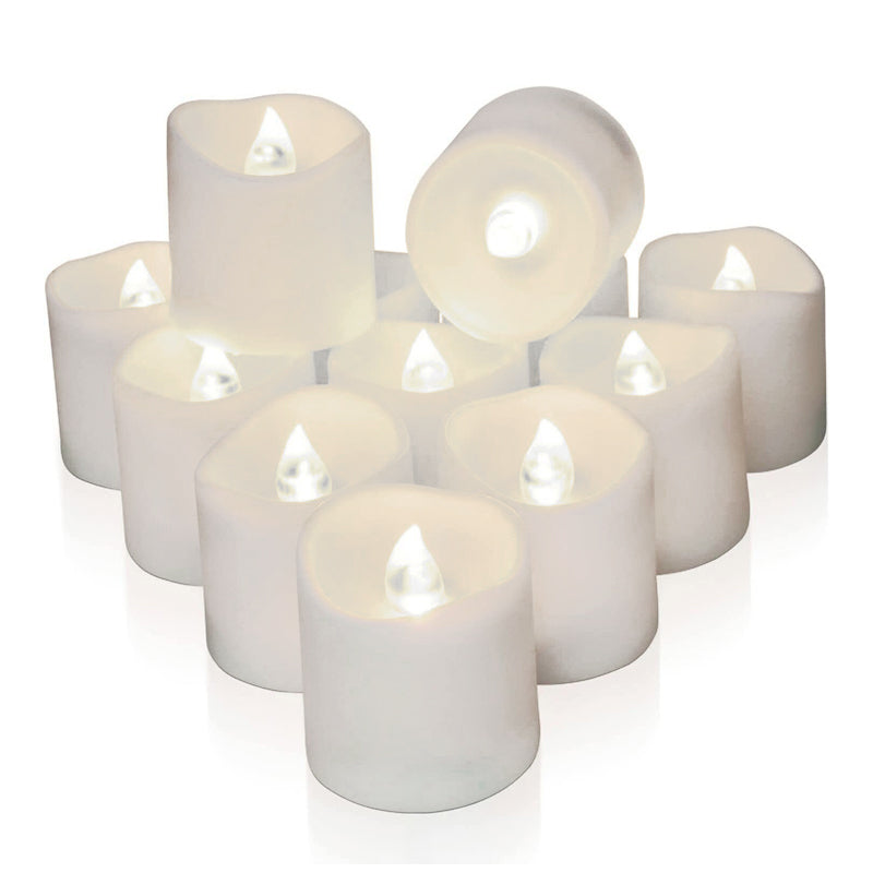 Pack of 12 Flameless Flickering LED Tealight Candles - Battery Operated_2