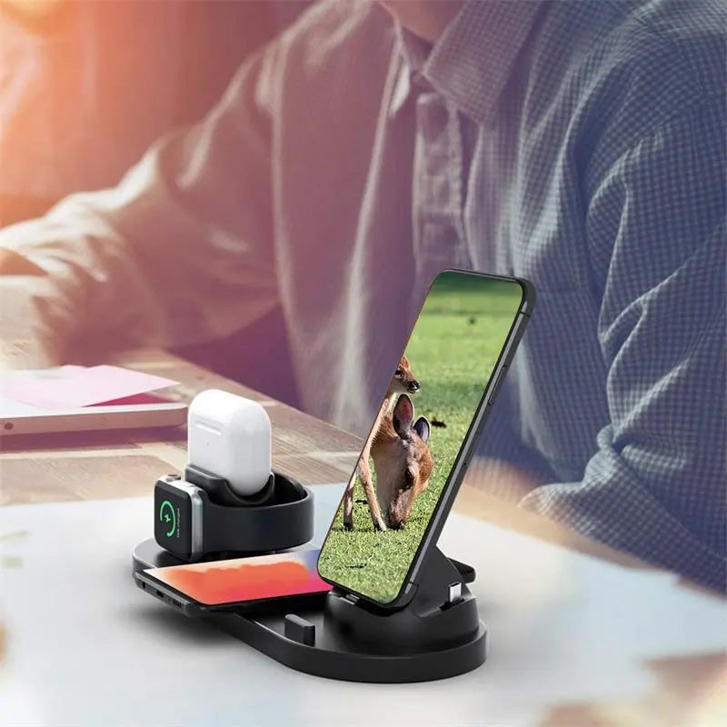 6-in-1 Wireless Charging Station Fast Charging Dock for Android and Apple Devices_7