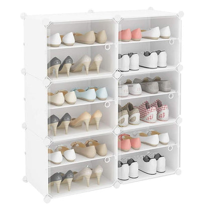 Clear Door White Cube Stackable DIY Shoe Cabinet Rack_1