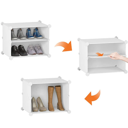 Clear Door White Cube Stackable DIY Shoe Cabinet Rack_11