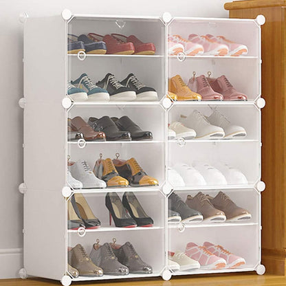 Clear Door White Cube Stackable DIY Shoe Cabinet Rack_3