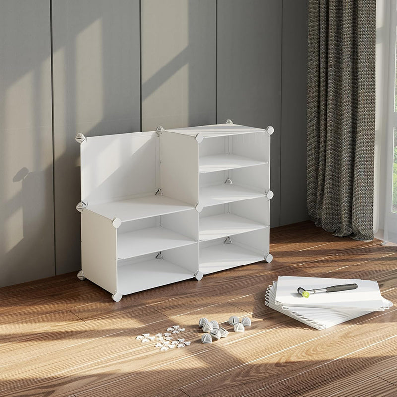 Clear Door White Cube Stackable DIY Shoe Cabinet Rack_8