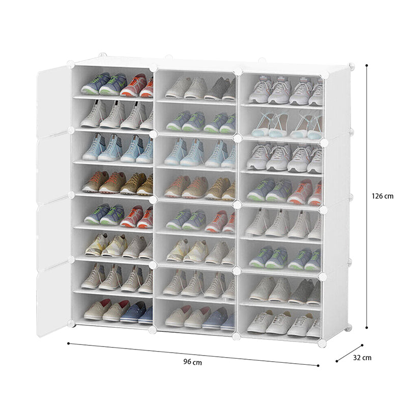 Clear Door White Cube Stackable DIY Shoe Cabinet Rack_24