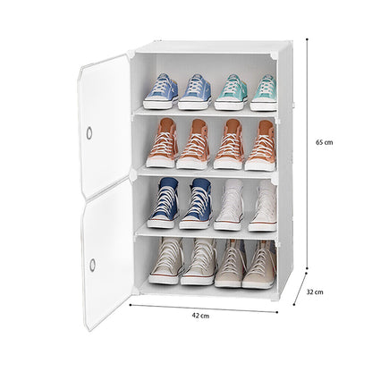 Clear Door White Cube Stackable DIY Shoe Cabinet Rack_15