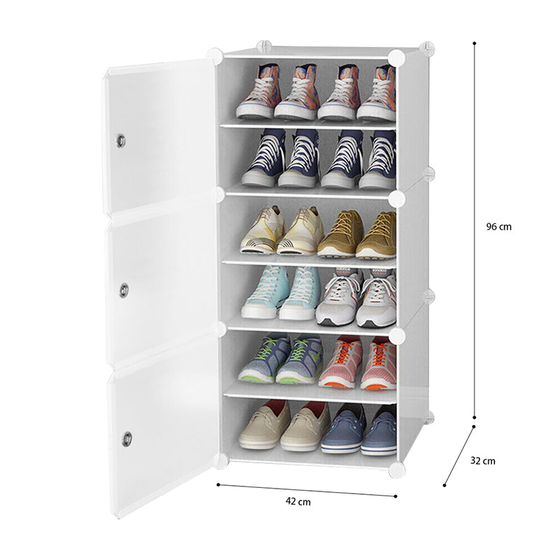 Clear Door White Cube Stackable DIY Shoe Cabinet Rack_16