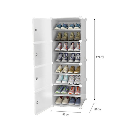 Clear Door White Cube Stackable DIY Shoe Cabinet Rack_17