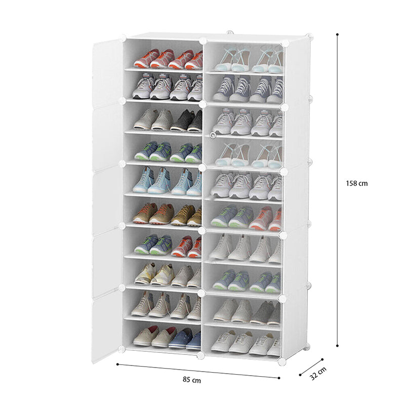 Clear Door White Cube Stackable DIY Shoe Cabinet Rack_18