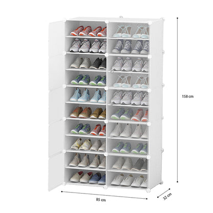 Clear Door White Cube Stackable DIY Shoe Cabinet Rack_18