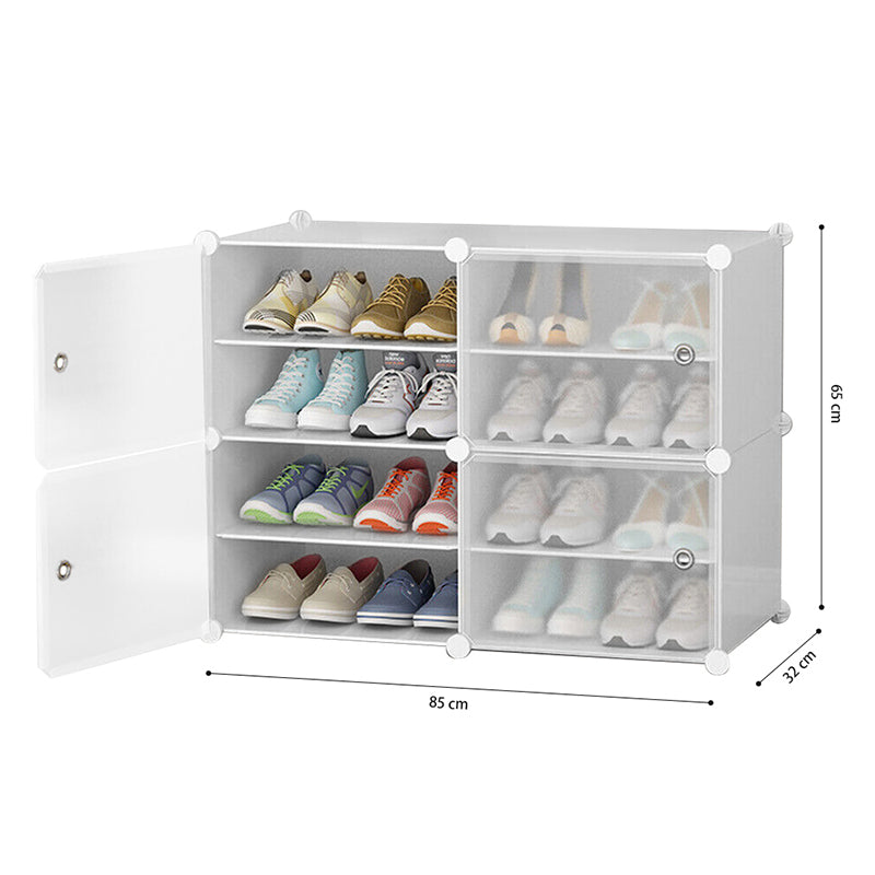 Clear Door White Cube Stackable DIY Shoe Cabinet Rack_19