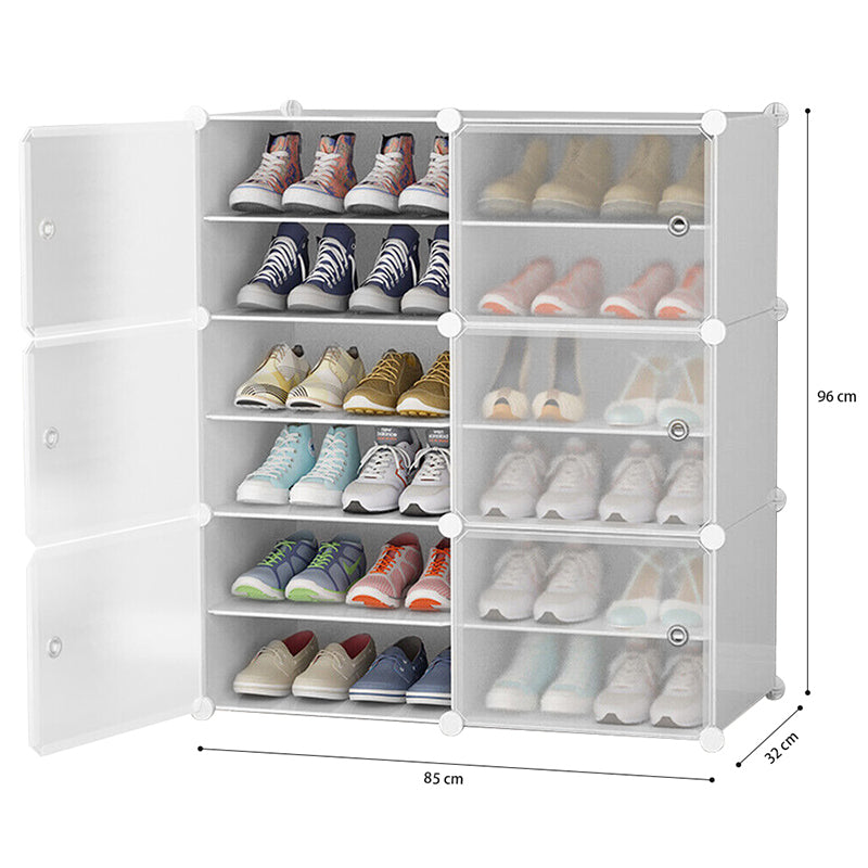 Clear Door White Cube Stackable DIY Shoe Cabinet Rack_20