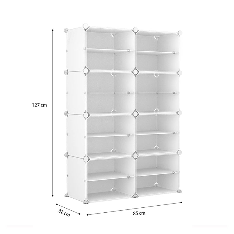 Clear Door White Cube Stackable DIY Shoe Cabinet Rack_21