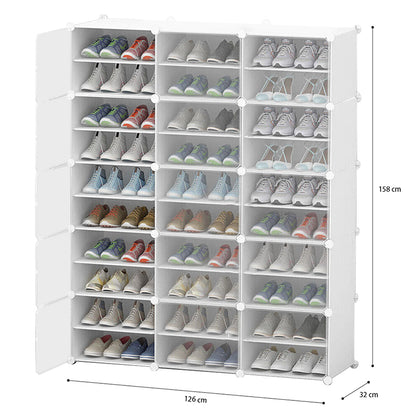 Clear Door White Cube Stackable DIY Shoe Cabinet Rack_22