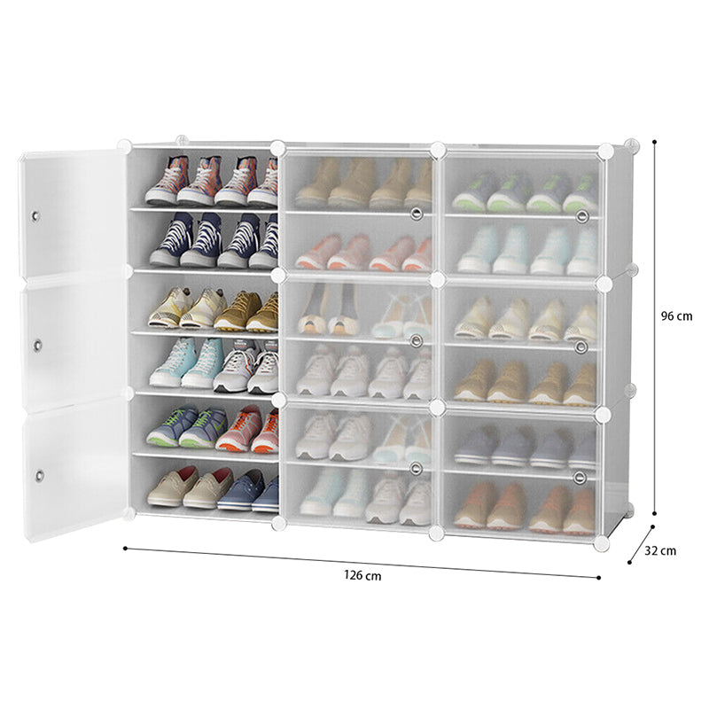 Clear Door White Cube Stackable DIY Shoe Cabinet Rack_23