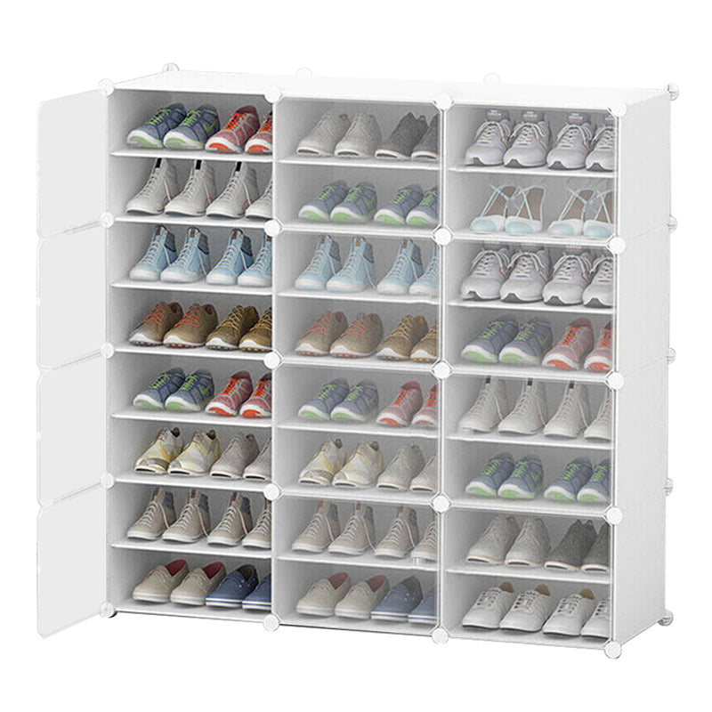 Clear Door White Cube Stackable DIY Shoe Cabinet Rack_34