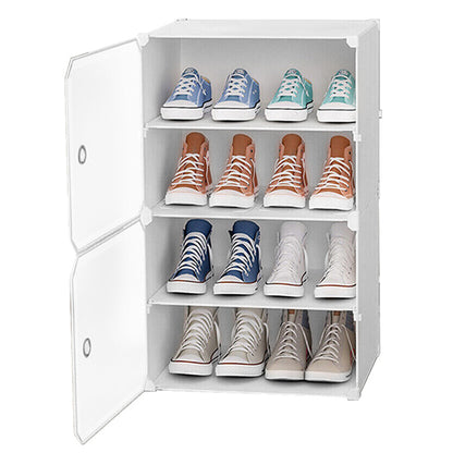 Clear Door White Cube Stackable DIY Shoe Cabinet Rack_25