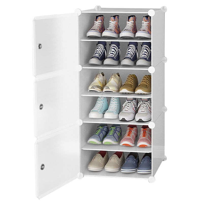 Clear Door White Cube Stackable DIY Shoe Cabinet Rack_26