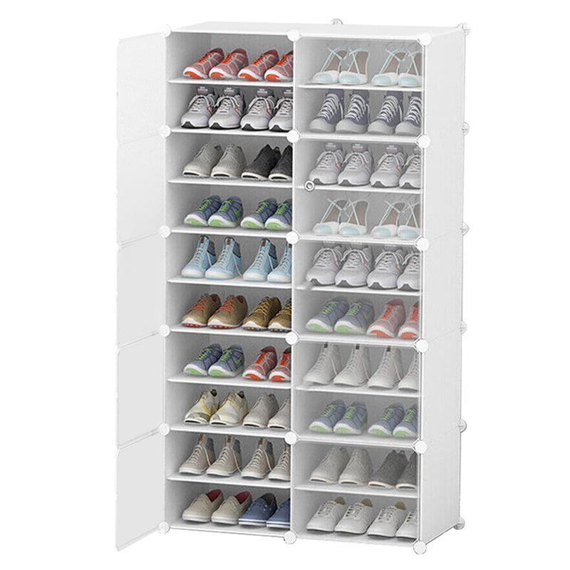 Clear Door White Cube Stackable DIY Shoe Cabinet Rack_28