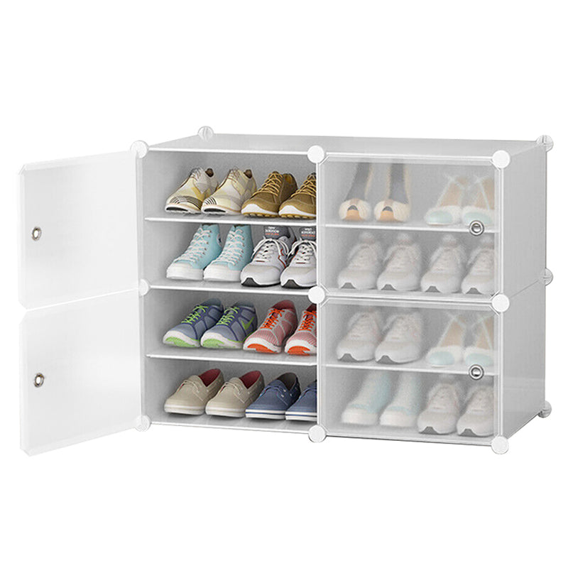 Clear Door White Cube Stackable DIY Shoe Cabinet Rack_29