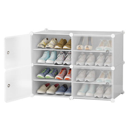 Clear Door White Cube Stackable DIY Shoe Cabinet Rack_29