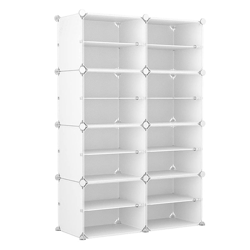 Clear Door White Cube Stackable DIY Shoe Cabinet Rack_31