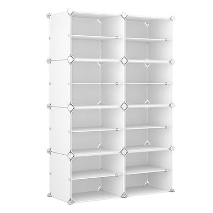 Clear Door White Cube Stackable DIY Shoe Cabinet Rack_31