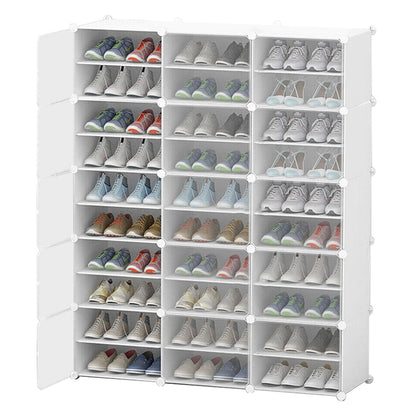 Clear Door White Cube Stackable DIY Shoe Cabinet Rack_32