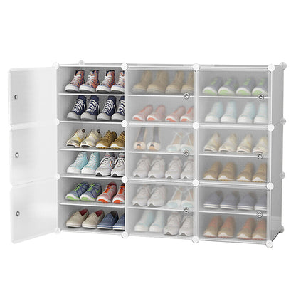 Clear Door White Cube Stackable DIY Shoe Cabinet Rack_33