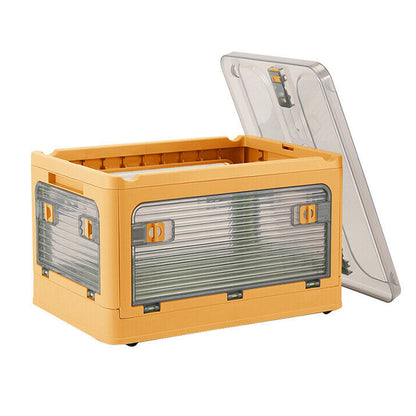 Plastic 4 Doors Stackable Collapsible Storage Bins with Lid & Wheels - The Grand Bazaar of Australia