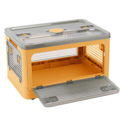 Plastic 4 Doors Stackable Collapsible Storage Bins with Lid & Wheels - The Grand Bazaar of Australia