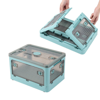 Plastic 4 Doors Stackable Collapsible Storage Bins with Lid & Wheels - The Grand Bazaar of Australia