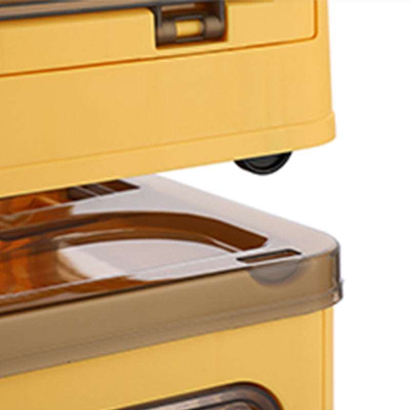 Plastic 4 Doors Stackable Collapsible Storage Bins with Lid & Wheels - The Grand Bazaar of Australia
