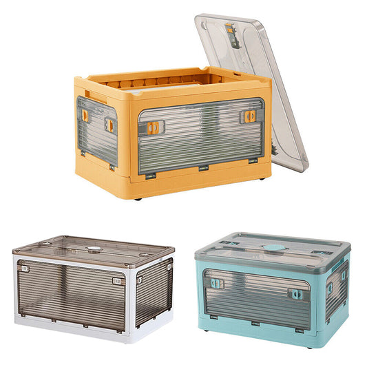 Plastic 4 Doors Stackable Collapsible Storage Bins with Lid & Wheels - The Grand Bazaar of Australia