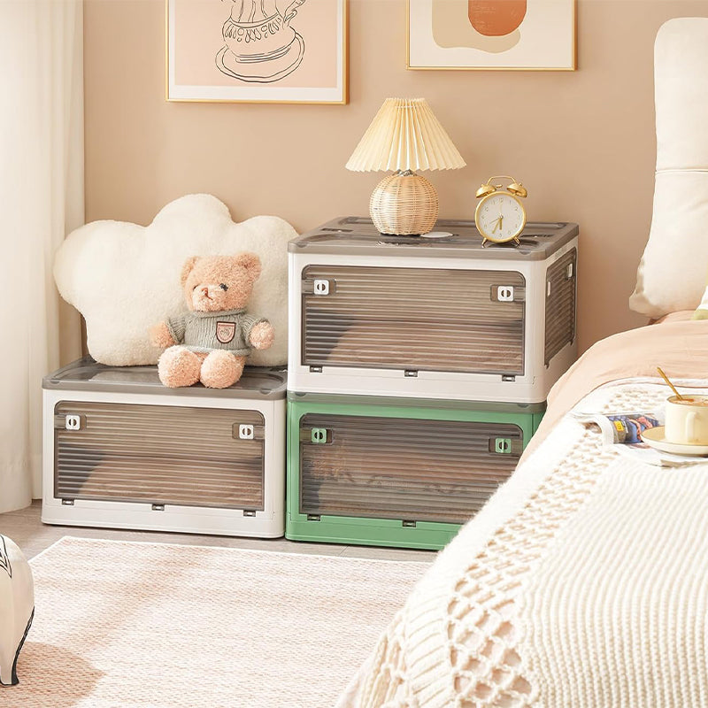 Plastic 4 Doors Stackable Collapsible Storage Bins with Lid & Wheels - The Grand Bazaar of Australia