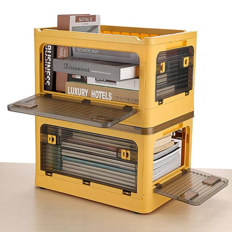 Plastic 4 Doors Stackable Collapsible Storage Bins with Lid & Wheels - The Grand Bazaar of Australia