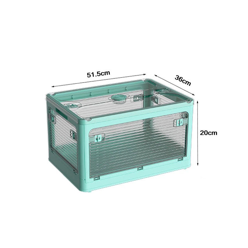 Plastic 4 Doors Stackable Collapsible Storage Bins with Lid & Wheels - The Grand Bazaar of Australia