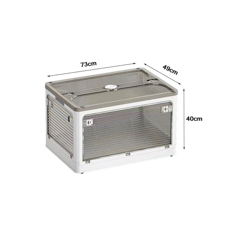 Plastic 4 Doors Stackable Collapsible Storage Bins with Lid & Wheels - The Grand Bazaar of Australia