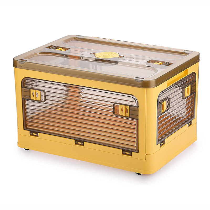 Plastic 4 Doors Stackable Collapsible Storage Bins with Lid & Wheels - The Grand Bazaar of Australia