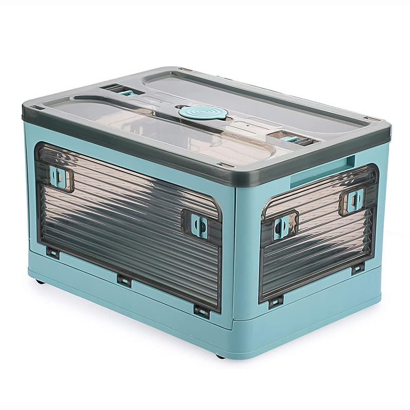 Plastic 4 Doors Stackable Collapsible Storage Bins with Lid & Wheels - The Grand Bazaar of Australia