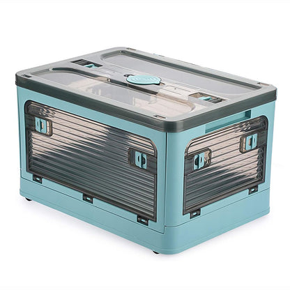 Plastic 4 Doors Stackable Collapsible Storage Bins with Lid & Wheels - The Grand Bazaar of Australia