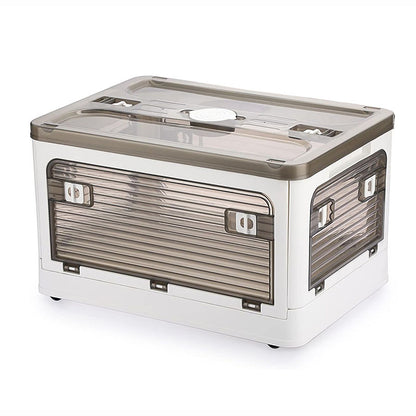 Plastic 4 Doors Stackable Collapsible Storage Bins with Lid & Wheels - The Grand Bazaar of Australia