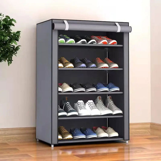 Nonwovens Fabric Dustproof Multilayer Shoes Cabinet Organizer in Black and Grey - The Grand Bazaar of Australia