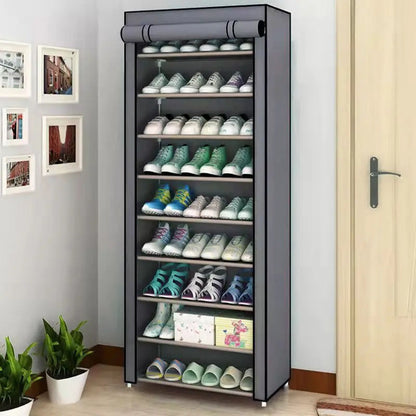 Nonwovens Fabric Dustproof Multilayer Shoes Cabinet Organizer in Black and Grey - The Grand Bazaar of Australia