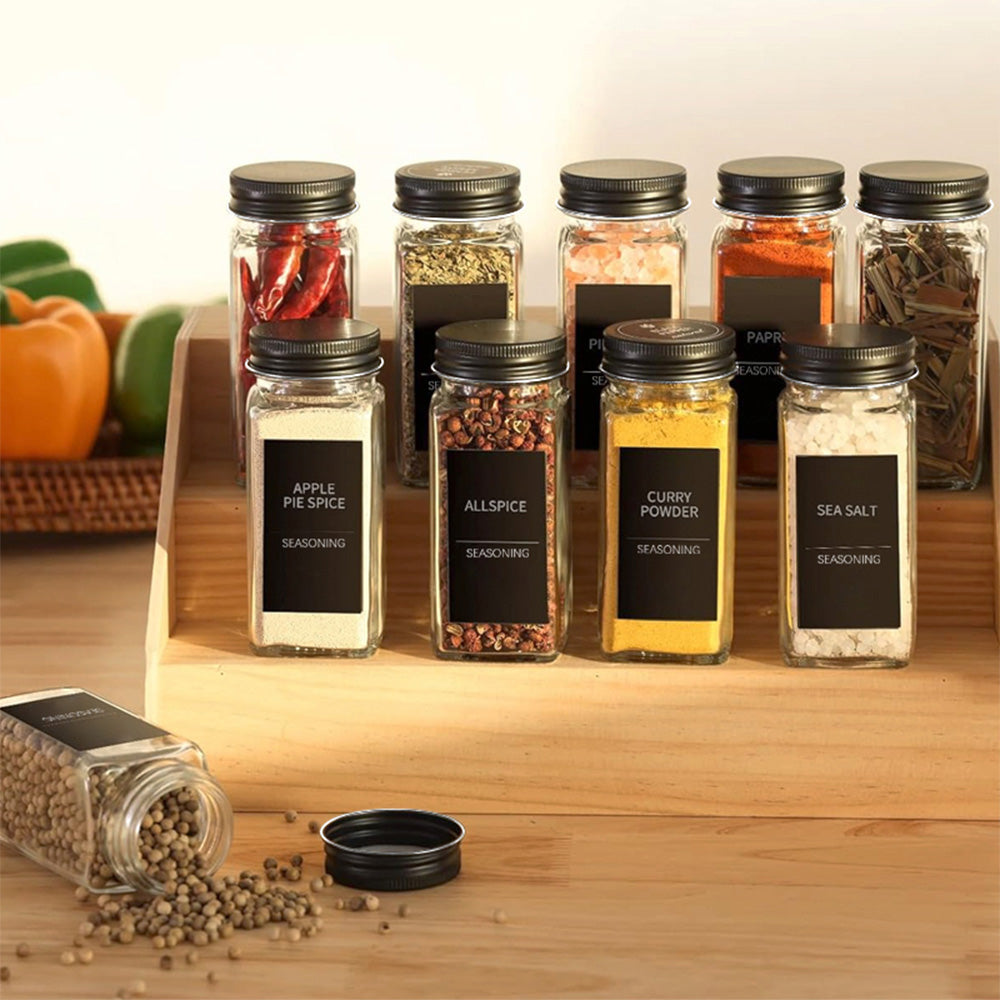 STORFEX 12-Pack 120ml Glass Spice Jars with Labels - The Grand Bazaar of Australia