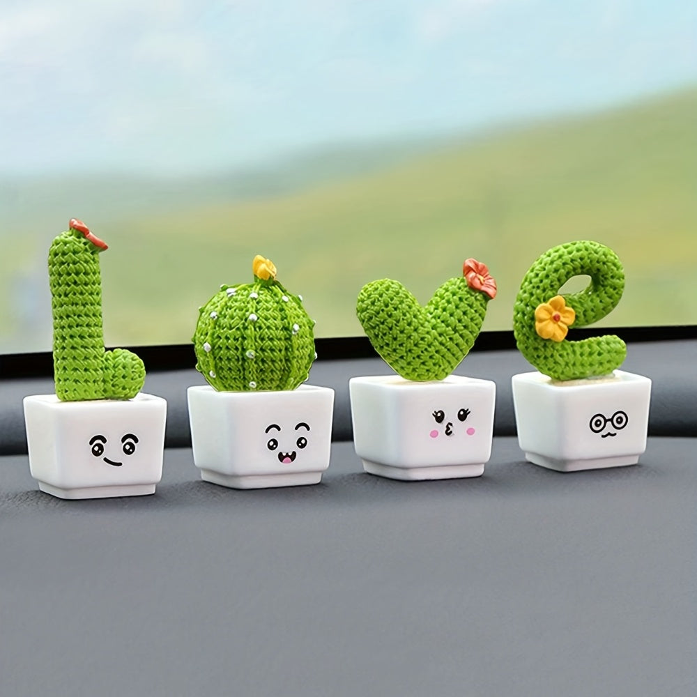 4pcs Resin Succulent Cactus Mini Green Plant Car Crafts - The Grand Bazaar of Australia