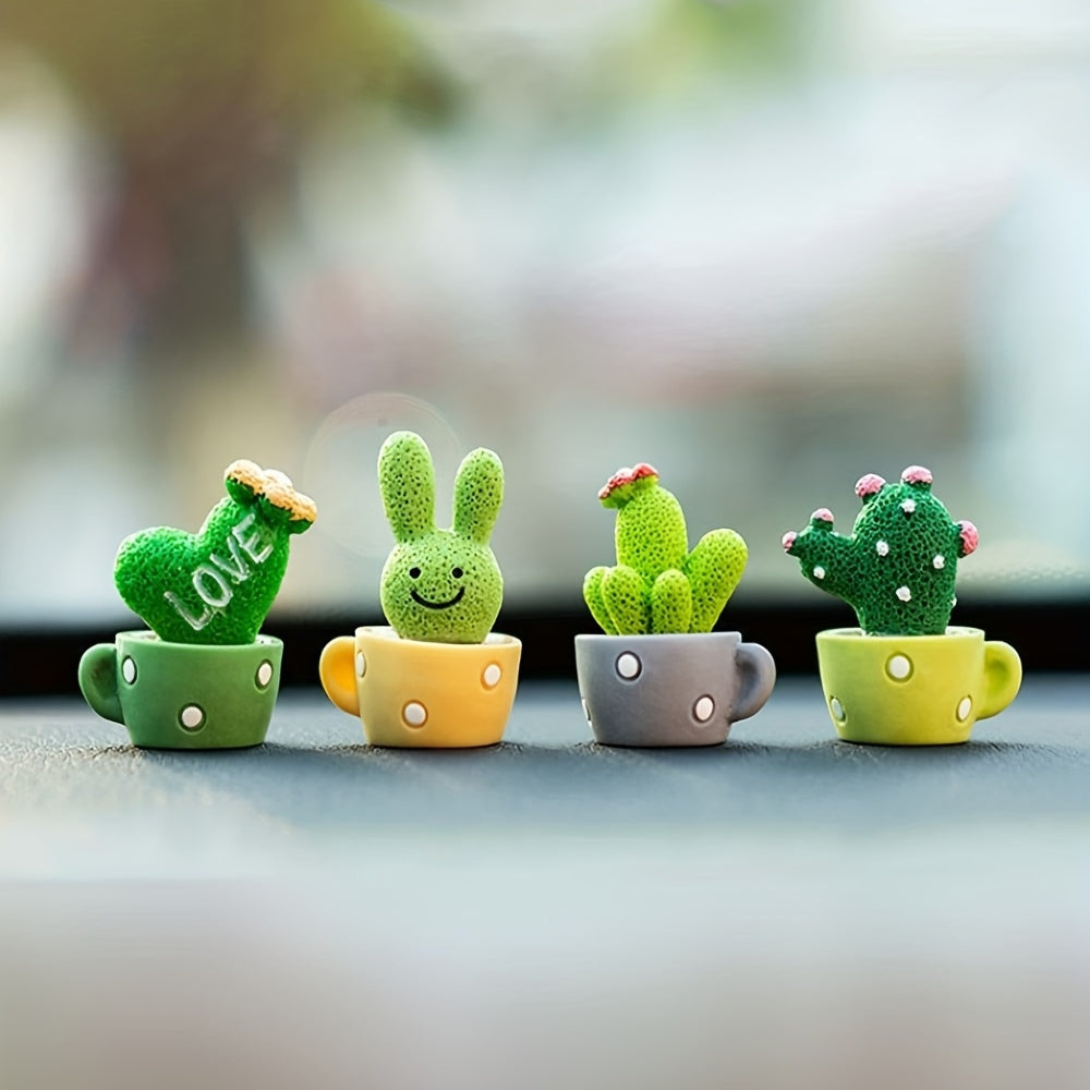 4pcs Resin Succulent Cactus Mini Green Plant Car Crafts - The Grand Bazaar of Australia