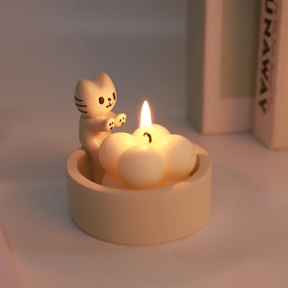 Durable High Tempe Cartoon Cute Kitten Candlestick Aromatherapy Candle Holder - The Grand Bazaar of Australia